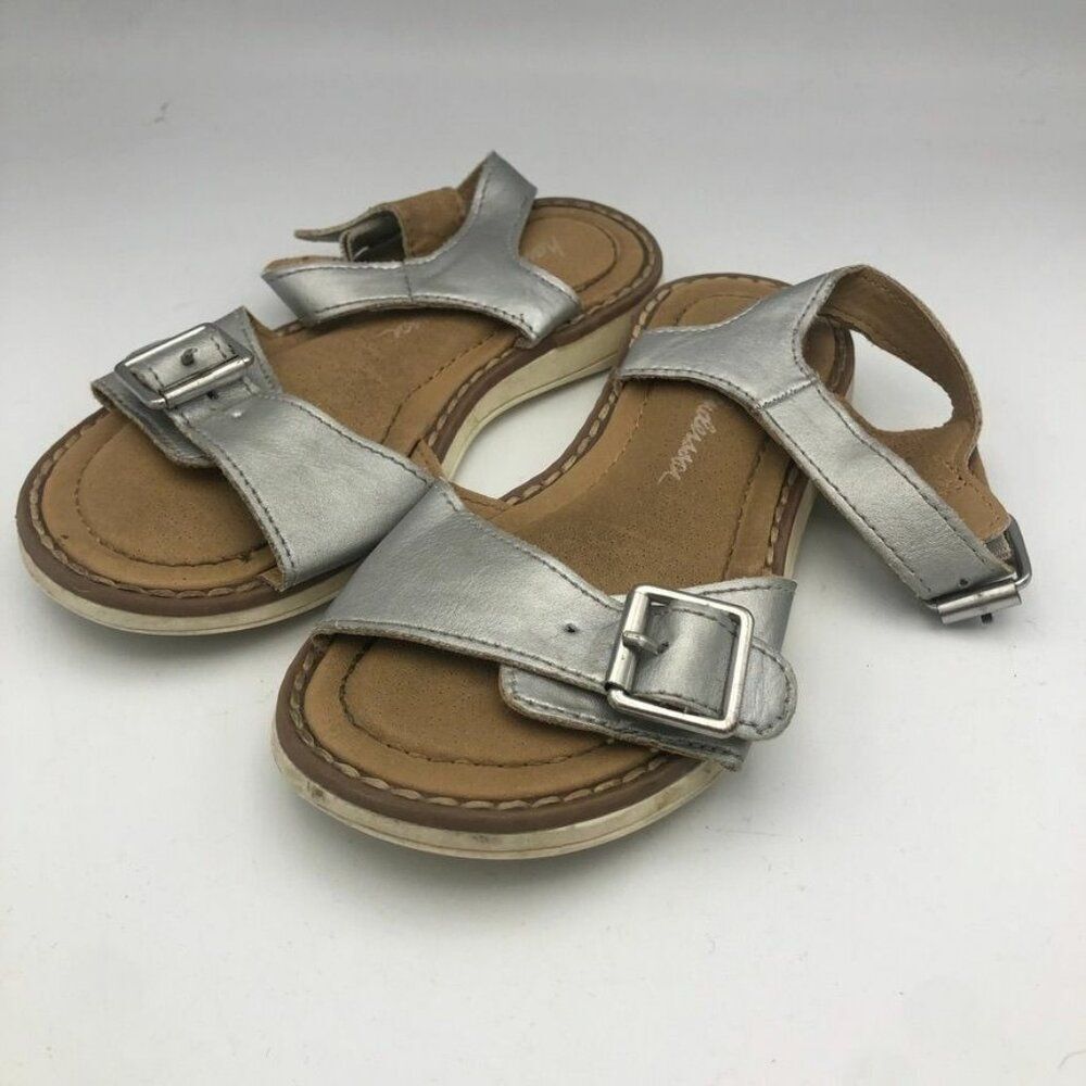 Little Girl's Hanna Andersson Size 8 Silver Sandals Summer Buckle Open Toe Caty‎